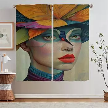 Illustrator Peter Driben Kitchen Curtains for Rooms Elegant Room Curtains Salon 2 Pieces Customs Free Shipping Products Curtain W50xH70cmx2pcs-CL