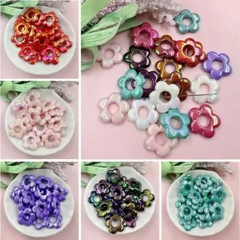 Иллюзорный цвет DIY 19 мм полые креативные акриловые бусины свободные бусины пятиугольные цветы модные для изготовления серег и ожерелья ювелирных аксессуаров 20 шт. красный