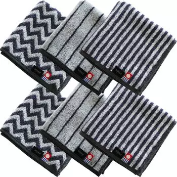 imaa Imabari Towel Certified Hand Towel Towel Handkerchief 25cm Made in Japan Cotton Polyester Vacuum Compression Pack Assorted 6 Pieces CM-Navy