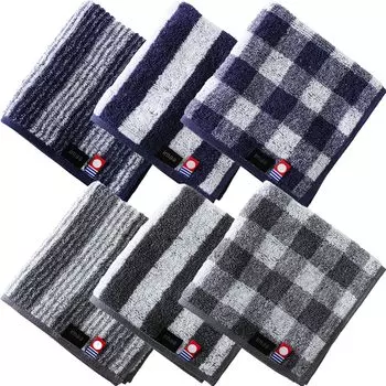 imaa Imabari Towel Сертифицированное полотенце для рук Полотенце Носовой платок Сделано в Японии Антибактериальный и устойчивый к запахам Хлопок Полимолочная кислота PLA Темно-синий Ассорти 6