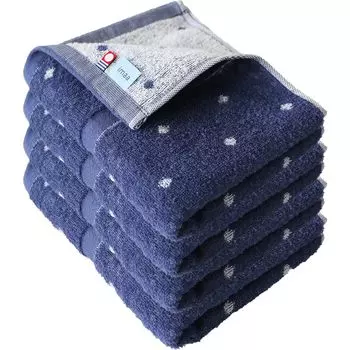 imaa Imabari Towel Сертифицированный набор полотенец для лица Quick Made in Vacuum Compression Pack Dot 4, пушистые, тонкие, впитывающие, высушивающие, Япония, 100% хлопок, (4