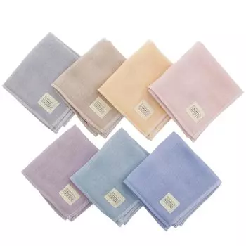 Imabari Factory Imabari Towel 25 x 25 cm Made in Available in and Navy Handkerchiefs, 7-Piece Set, Approx. (Each Handkerchief), Japan, Gray, Beige,