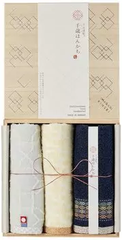 Imabari Handmade Chitose Handkerchief Towel Handkerchief Set of 3 Blue Birthday Present Gift New Life Family Gift Stylish Cute Imabari Towel Made in синий