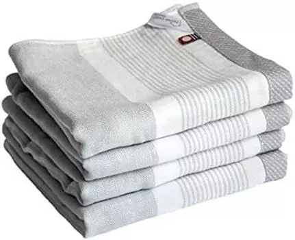 Imabari Kitchen Towel Set with Kitchen Dish Kitchen Gauze Pile Cute Border Made in Japan 4 Kitchen Towels, 4-Piece Loops, Cloths, Cloths, Towels, серый