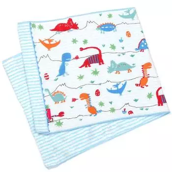 Имабари Полотенце Динозавр Марля Детское Isso Ecco Одностороннее Полотенце, (Полотенце для лица, Синее) синий