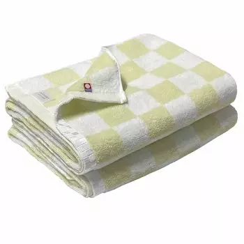 Imabari Towel Bath Set of 2 2 Pastel Plaid Absorbent Towel, [Brand Certified] 65x120cm, Green, Colors, Pattern, Fluffy, (2 Green)