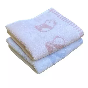 Imabari Towel Face Panda Set of 1 1 Approximately Made in Fluffy Towel, Pattern, 2, Blue, Pink, 34x80cm, Japan, Skin-friendly, Absorbent,