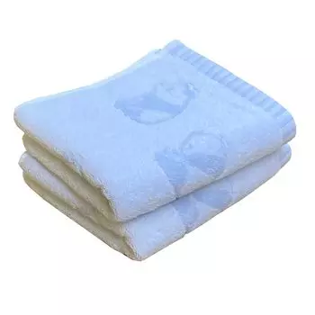 Imabari Towel Face Panda Set of 2 Made in Cotton Towel, Pattern, 2, Blue, Pieces, Approx. 34x80cm, Japan, Skin-friendly, Absorbent, Fluffy,