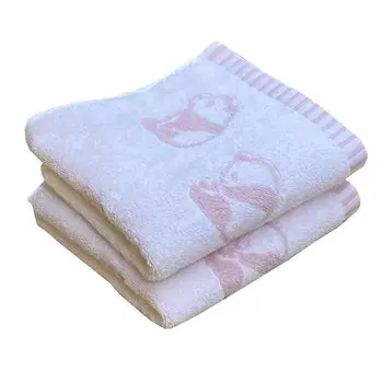 Imabari Towel Face Panda Set of 2 Made in Fluffy Towel, Pattern, 2, Pink, Approx. 34x80cm, Japan, Skin-friendly, Absorbent,