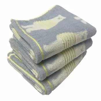 Imabari Towel Face Towel Set of 3 Border Bear Pattern 34x80cm (3 Blue)