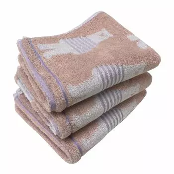 Imabari Towel Face Towel Set of 3 Border Bear Pattern 34x80cm (3 Pink)