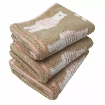 Imabari Towel Face Towel Set of 3 Border Bear Pattern 34x80cm (3 Brown)