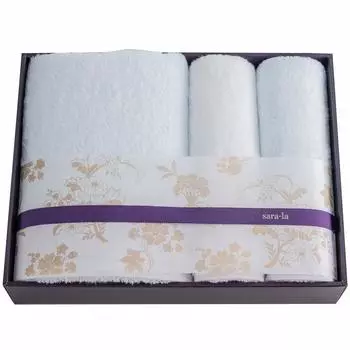 Imabari Towel Gift 1 bath towel 2 face towels Made in Japan sara-la irodori Blue/White