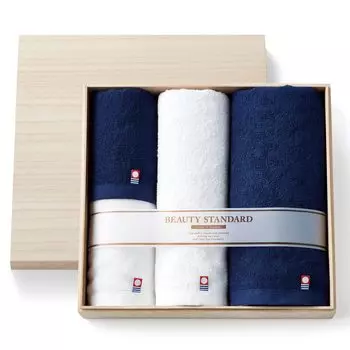 Imabari Towel Gift of 4 in wooden Made in Japan Cotton Mini Bath Towel Face Towel Wash Towel [Dolce duo] (Set box) 100% AM-1515