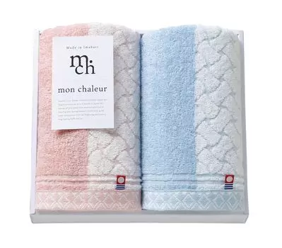 Imabari towel gift set Bath towel Face towel Wash towel Boxed Present Boxed Made in Japan Gift face Mont (2 towels, Chaleur)