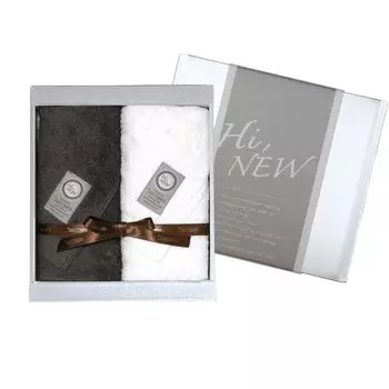 Imabari Towel MEZAME 2 Face Towels Gift Set 5SECONDS Towel White Charcoal Hi,NEW