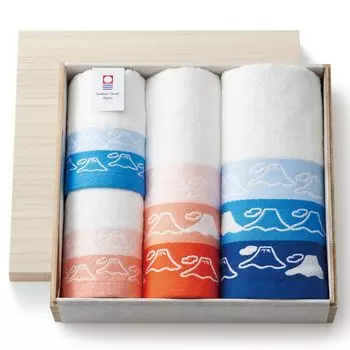 Imabari Towel Set Face Mini Bath Wash Wooden Family Good Year Made in Japan [Dolce duo] (Mt. Fuji) Towel, Towel, Towel, Box, Celebration, Gift,