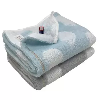 Imabari Towels Hedgehog Print Face Set of Gray and Animal Made in Suitable for Kindergartens and Daycares Towels, 2, Blue, Print, 34x80cm, Absorbent,