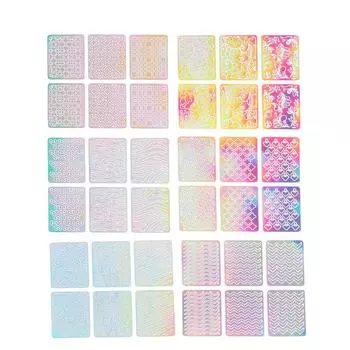 Image 6/12/24 Sheets Vinyls Tips Manicure Guide Decals Stencil 3D Nail Art Stickers Hollow Transfer 6Pcs