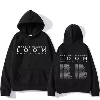 Imagine Dragons Hooded для осени/зимы Модные удобные толстовки с карманами Одежда в стиле хип-хоп Moletom Gothic Pullovers L чёрный