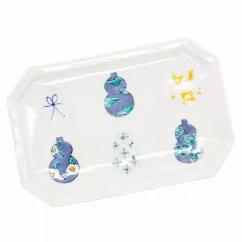 Imari Tokushichi long pottery 24 x 15 made in Japan 478441 ware, kiln, plate, plate, approx. cm, gourd, blue, синий