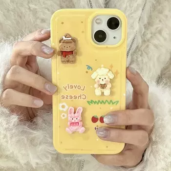 Imd 3d Relif мультяшный чехол для Iphone 11 12 Promax 14 Pro Max 13promax силиконовый мягкий защитный чехол для телефона Sweet Bunny Bear Dog For iphone 14pro