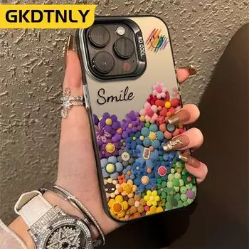 IMD красочный смайлик цветок чехол для телефона для Iphone 11 12 13 14 15 Pro Max 13 Pro Max 12 ProMax Чехлы противоударный чехол For iphone 11