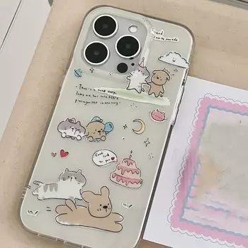 Imd мультяшный чехол для Iphone 12 13 Promax 11 14 Pro Max, мягкий силиконовый чехол для телефона с милым котом, собакой, щенком, чехол Conque Capa For iphone 12