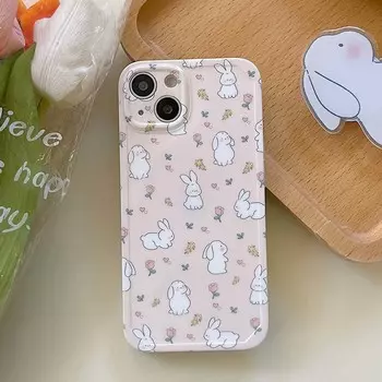 Imd силиконовый мягкий милый мультяшный кролик розовый кролик Ins цветок чехол для телефона для Iphone 14 Plus Pro Max Xsmax X Xr 11 12 13 Promax for iphone 11