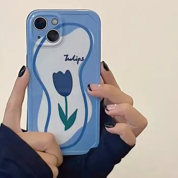 Imd Синий Тюльпаны Силиконовый Мягкий Цветок Симпатичный Чехол Для Телефона Ins Для Iphone 11 13 Pro Max X Xsmax 12 Promax Xr Противоударный Задняя Крышка for iphone x xs