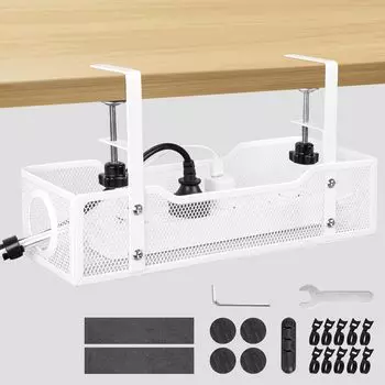 IMILLET Кабельный лоток для хранения проводов, скрытая верхняя панель, монтаж под столом, стеллаж для хранения, ящик для модернизации, большая емкость, скрытое хранение под столом белый