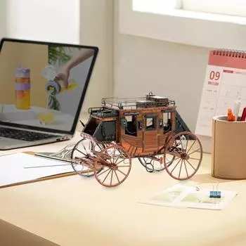 Имитационная модель кареты Ностальгический ретро-стиль DIY Сборка Дикий Запад Ковбойская карета Реалистичная дубильная кора