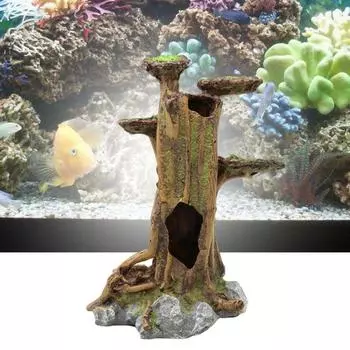 Имитация аквариума с рыбой Ландшафтный дизайн Аксессуары для оформления аквариума Искусственные украшения для деревьев коричневый