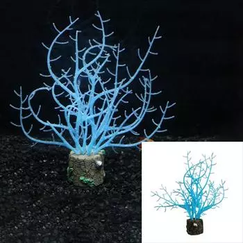 Имитация Аквариумные Кораллы Растения Мягкий Подводный Коралл Украшение Искусственный Светящийся Коралл Аквариум синий