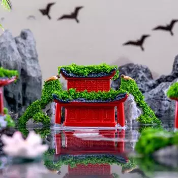 Имитация архитектуры в китайском стиле, павильон, мост, скала, микроландшафт, украшения, поделки, настольные украшения для автомобилей, подарок