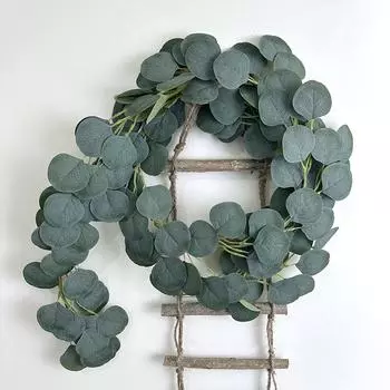 Имитация эвкалипта, круглолистная лоза, свадебное украшение для дома, имитация зеленого растения, настенное крепление 1m eucalyptus cane