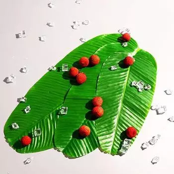 Имитация бананового листа, коврик для посуды, фруктовая тарелка, искусственное тропическое зеленое растение, банановый лист, бытовая техника