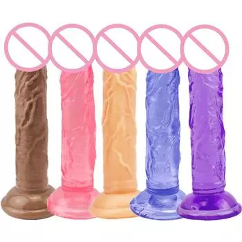 Имитация без яиц Прозрачный цветной кристалл Маленький дилдо Взрослое использование Мастурбатор Палочка Присоска дилдо