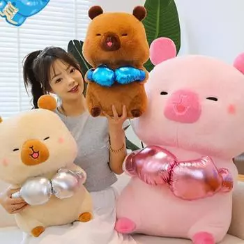 Имитация бокса Капибара плюшевая кукла пушистая Капибара аниме пушистая игрушка рождественская игрушка 45cm коричневый