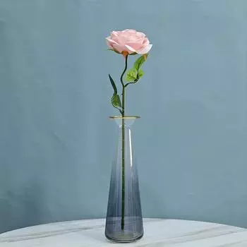 Имитация букета роз Шелковый цветок Искусственный цветок Одиночное украшение Искусственный цветок Домашнее украшение Свадебный цветок с высокой имитацией 48cm розовый