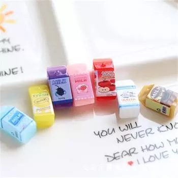 Имитация бутылки для молочного напитка, самодельная игрушка из смолы - маленькие украшения с дизайном клубники и яблочного сока