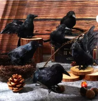 Имитация черного ворона Хэллоуин съемная перьевая птица искусственный ворон ворон реквизит ужас страшные садовые украшения принадлежности для вечеринок