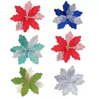 Имитация цветка, блестки, блестки, рождественская домашняя вечеринка, несколько цветов, уникальные декоративные аксессуары