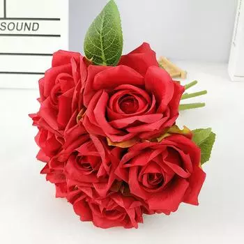 Имитация цветка, букет из 7 роз, искусственные цветы для свадебного цветочного оформления, искусственные цветы для украшения гостиной дома