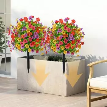 Имитация цветка фиолетового цвета с грунтовым гвоздем, украшение для сада, эвкалипт, искусственный цветок, имитация зеленого растения