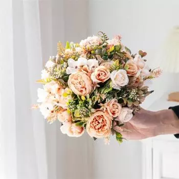 Имитация цветка Необычный экологически чистый легкий цветок из искусственного шелка без обрезки Искусственный цветок пиона Имитация цветка для свадебного украшения