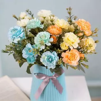 Имитация цветка, привлекательный несколько вилок, реалистичный искусственный цветок, искусственный шелковый цветок, декор рододендрона, макет сцены с искусственным цветком розы красного