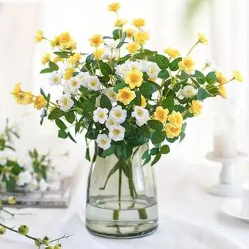 Имитация цветка Романтический невыцветающий многослойный лепесток Имитация букета Имитация цветка DIY Свадебный свадебный ручной букет жёлтый