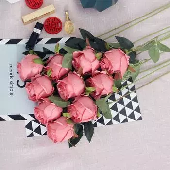 Имитация цветка розы, украшение для дома, украшение для гостиной, сухоцветы, болгарский обеденный стол, высококачественный светильник, роскошное украшение, искусственный цветок 10 sticks