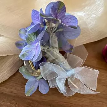 Имитация цветка, сладкие заколки для волос, сетчатый бант, корейский стиль, заколка-краб для волос, цветок, коготь для волос, пляж синий/фиолетовый